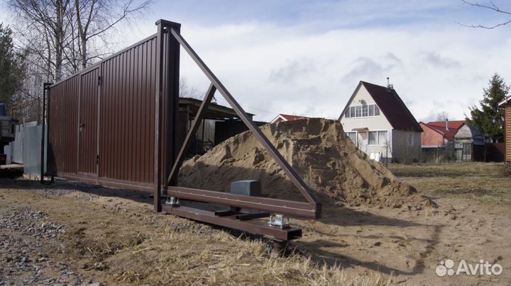 Откатные ворота из профлиста 5 м