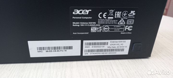 Компьютер acer pentium