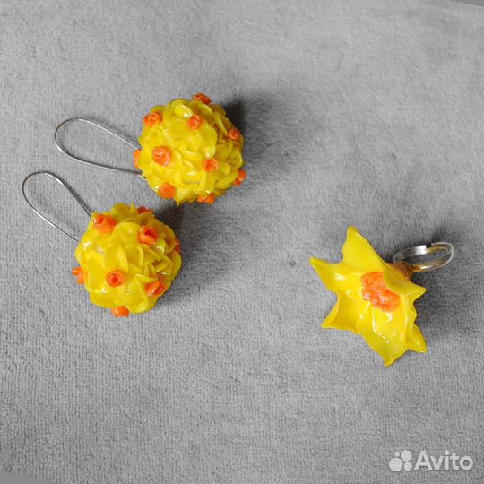 Комплект украшений: серьги с кольцом 