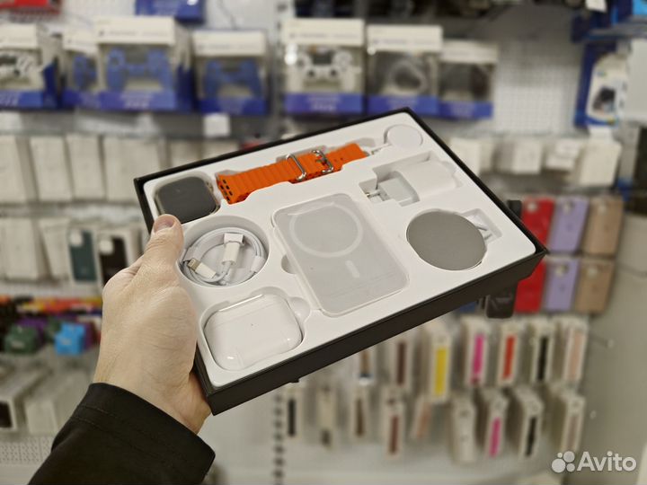 Набор 6в1 AirPods 3+watch 9 gold