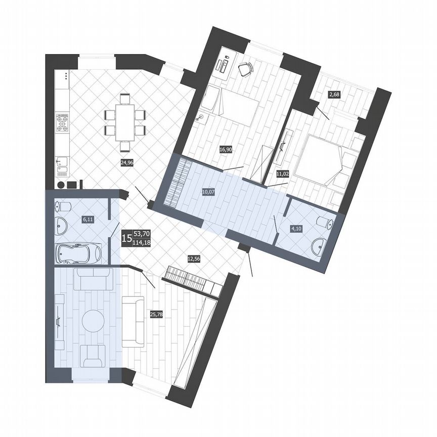 3-к. квартира, 112,8 м², 3/3 эт.