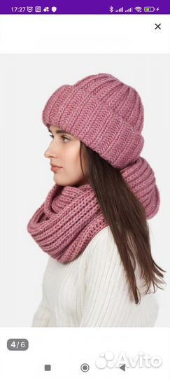 Снуд и шапка комплект зимний вязаный