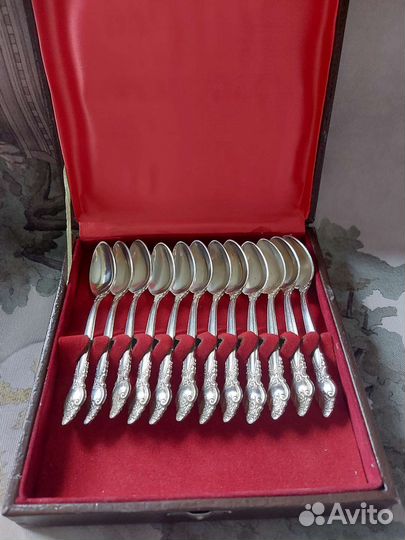 12 кофейных ложечек мельхиор СССР Троянда Киев