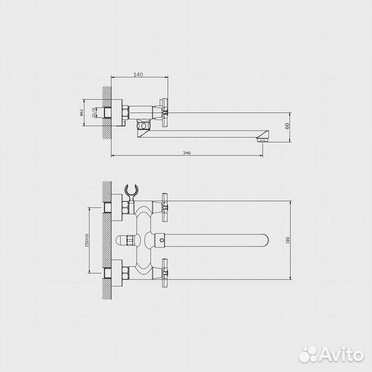 Смеситель для ванны rush mv1135-51 Хром