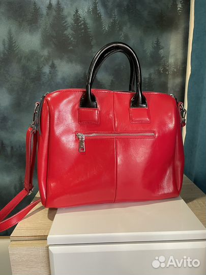 Сумка натуральная кожа красная