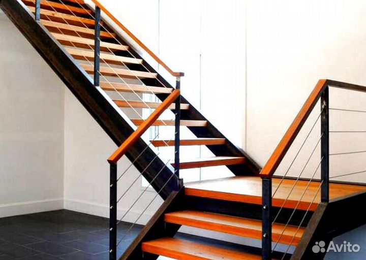 Лестница на металлокаркасе дизайн 4380