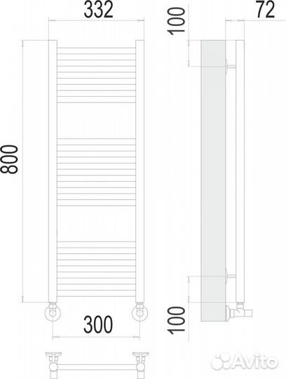 Полотенцесушитель водяной Terminus Аврора П16 300х800