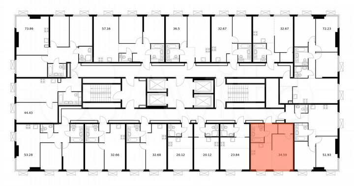 1-к. квартира, 34,6 м², 30/33 эт.