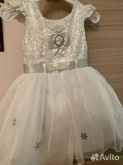 Новогоднее Платье Снежинка для девочки 98