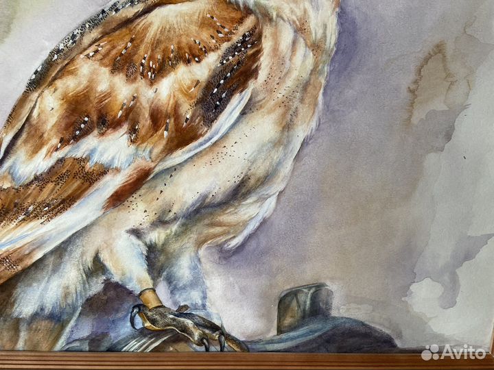 Картина акварелью «Зимняя сипуха»