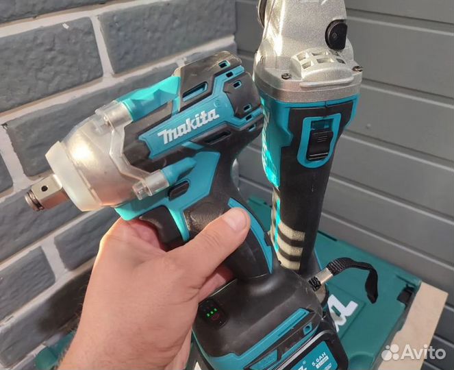 Аккумуляторный набор болгарка и гайковерт makita