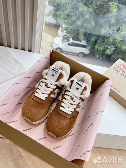 Кроссовки с мехом miu miu x new balance