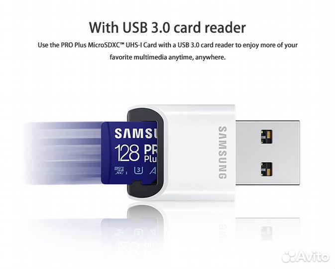 Samsung PRO Plus microSD 128GB + reader USB 3.0