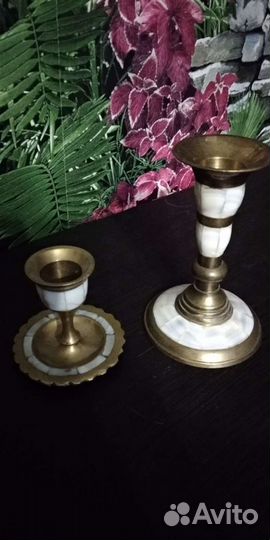 Подсвечник латунь перламутр