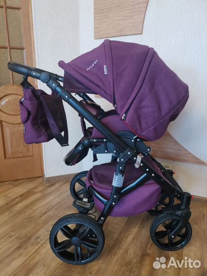 Коляска riko bruno natural 3 в 1 цвет пурпурный