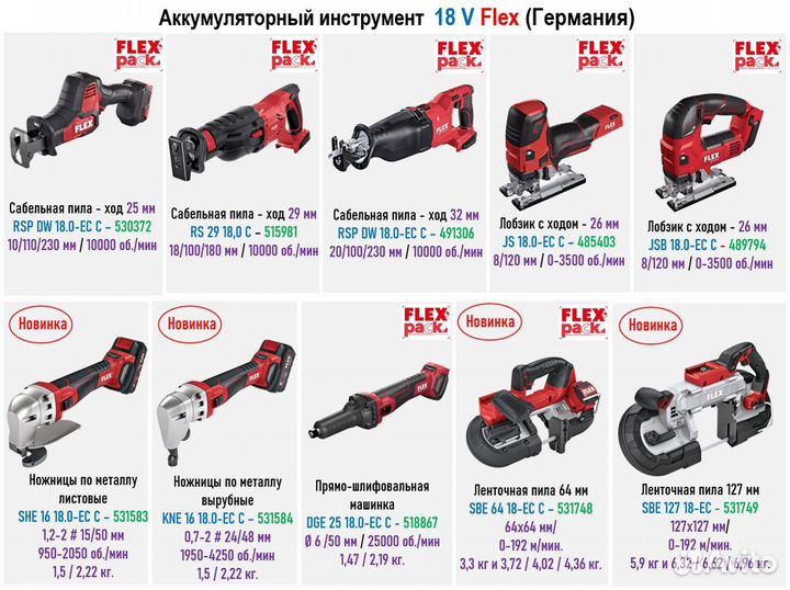 Аккумуляторный инструмент Flex 18 V c новинками