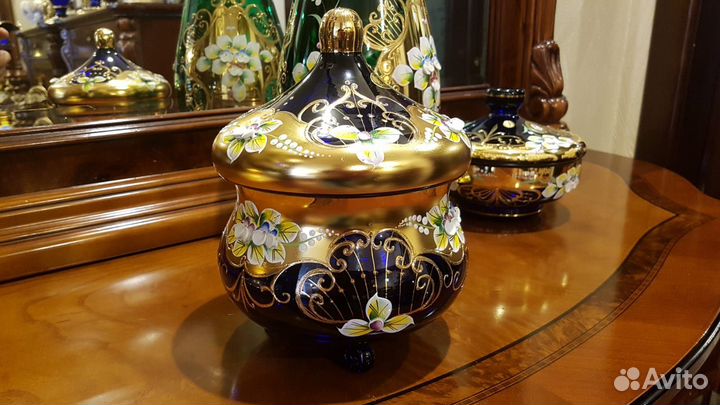 Ваза кофетница Богемия. Смальта