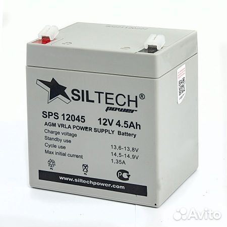 Аккумулятор ибп siltech SPS 12045 12V 4.5Ah