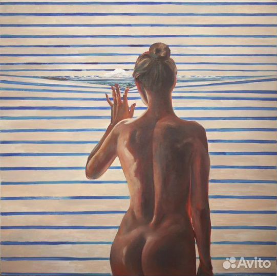 Картина маслом на холсте обнаженка море