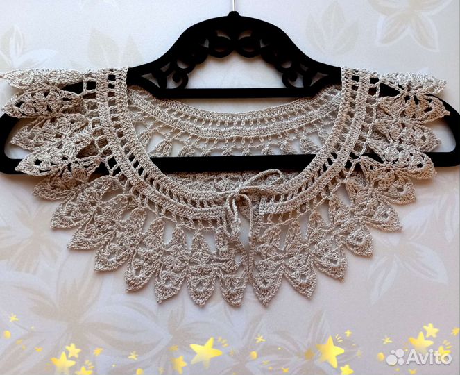 Вязаный ажурный съемный воротник