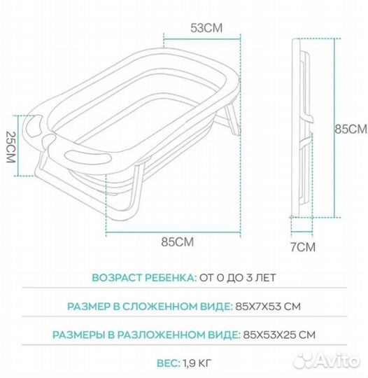Ванночка для купания складная с матрасиком