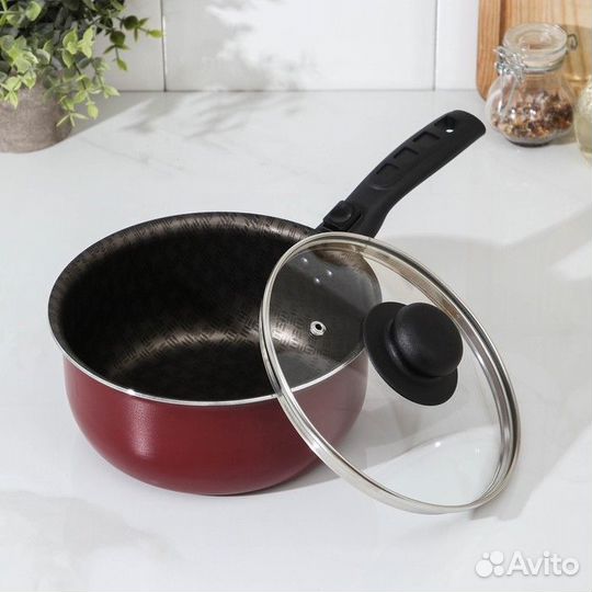 Ковш «Альфа», 1,5 л, стеклянная крышка, пластикова