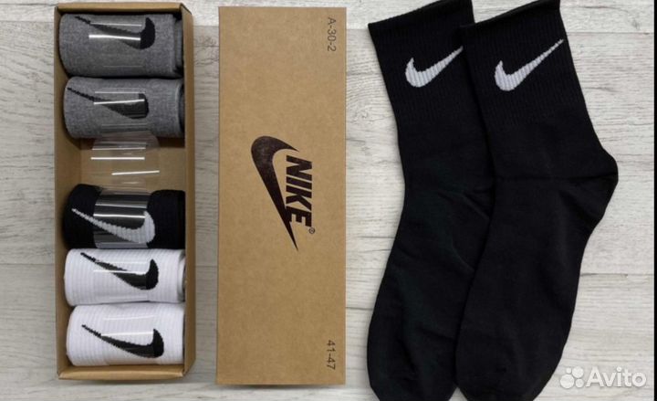 Мужские носки р.41-47 Nike найк в коробке 6 шт