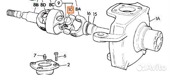 Крестовина полуоси JCB 3CX,4CX