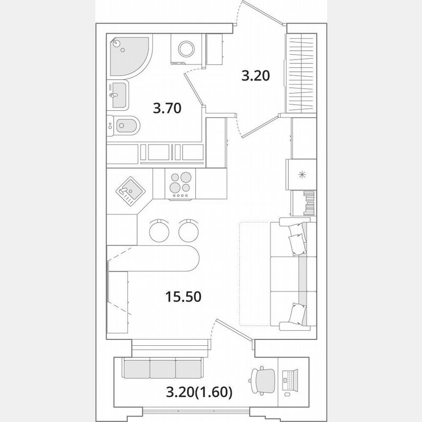 Квартира-студия, 24 м², 9/13 эт.