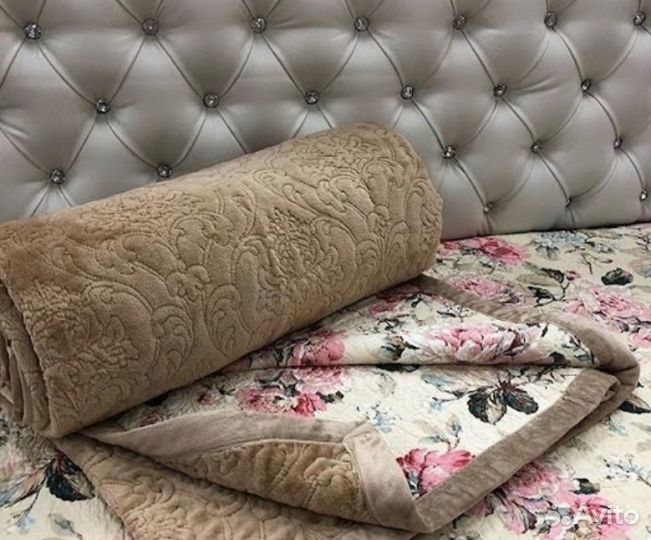 Плед двусторонний (велюр, хлопок)