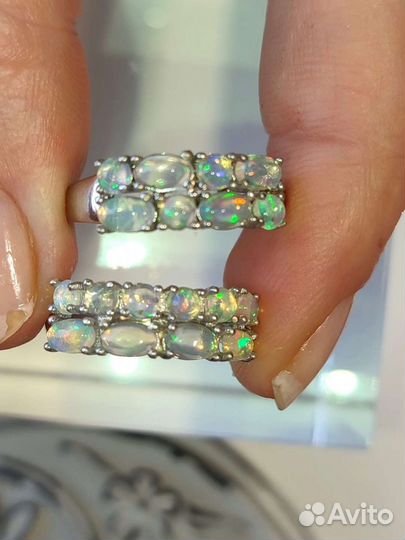 Кольцо с эфиопскими опалами, 18 размер, 925