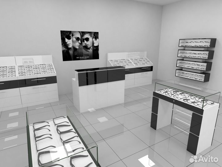 Подиумы, витрины, стеллажи для оптики