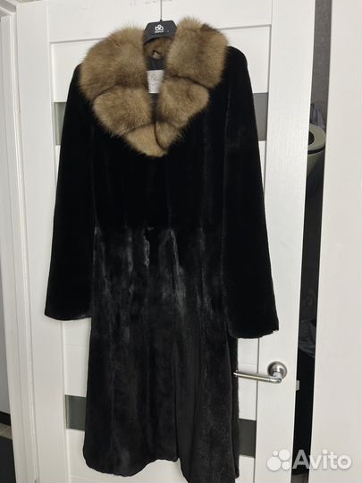 Шуба норковая с соболем длинная