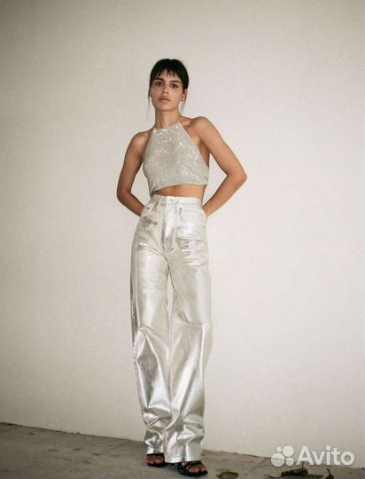 Джинсы zara металлик