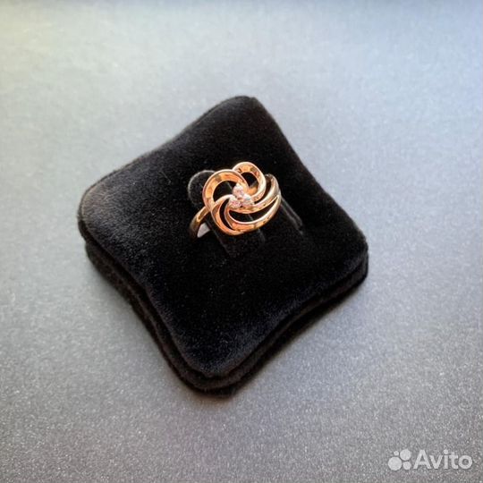 Кольцо с 3-мя белыми камнями, золото 585 (14K), в