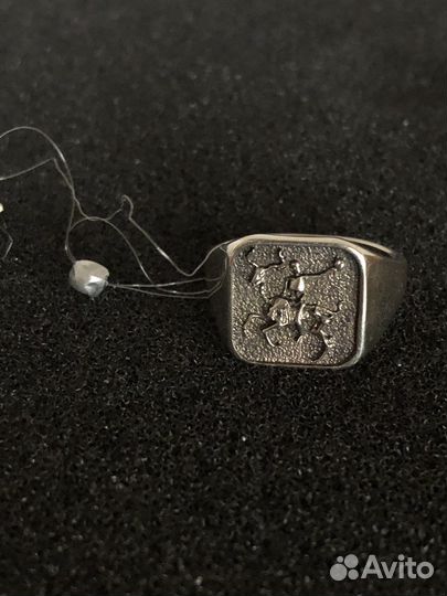 Кольцо перстень серебро925 Печатка всадник