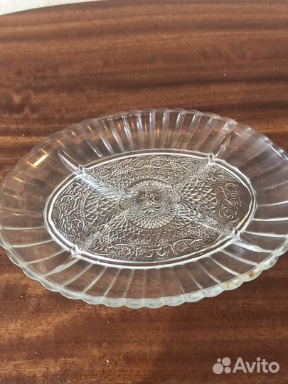 Тарелка менажница хрусталь СССР