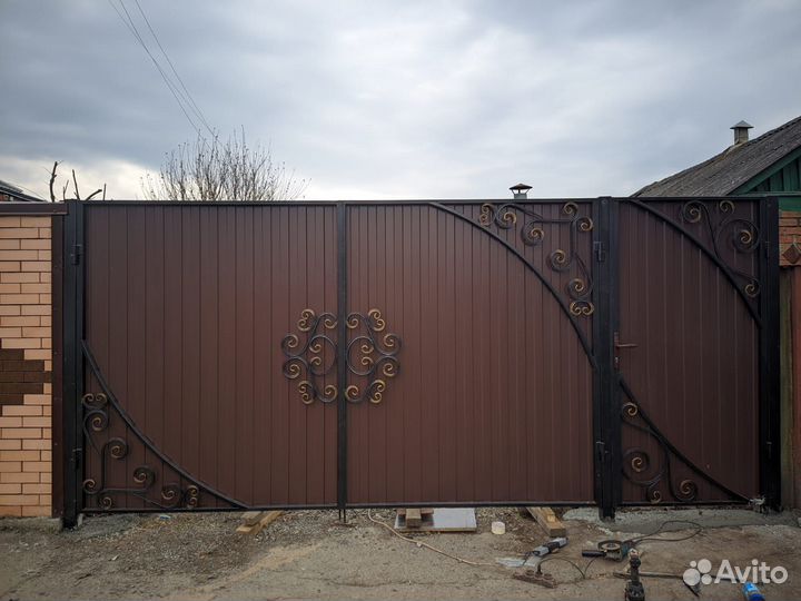 Кованые ворота+ калитка арт74