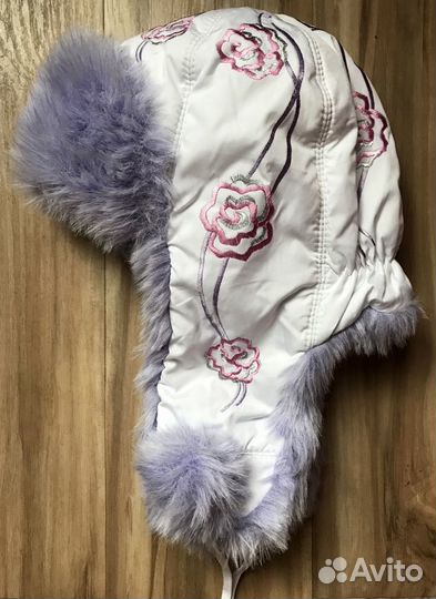 Новая зимняя шапка-ушанка для девочки