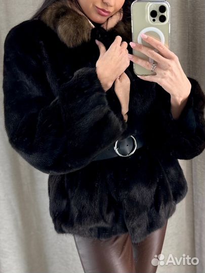 Шуба норковая Mala Mati воротник из соболя