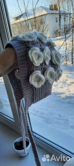 Шапка чепчик женская, кроше