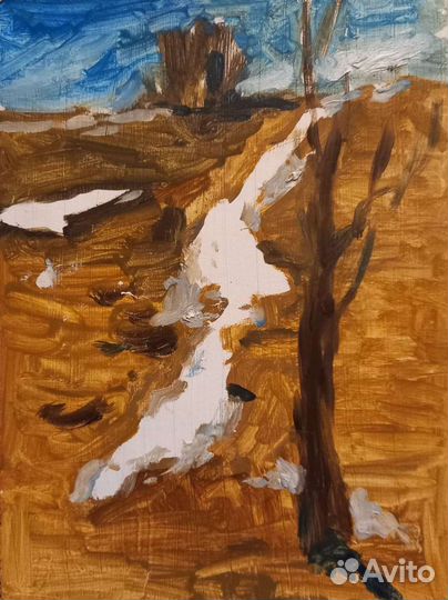 Картина маслом зимний пейзаж