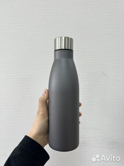 Бутылка доя воды серая герметичная