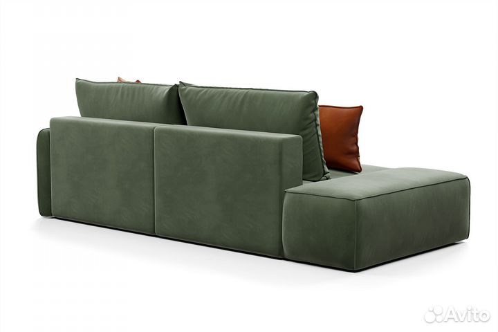 Диван угловой с банкеткой зеленый Портленд