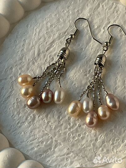 Серьги с нат жемчужинками