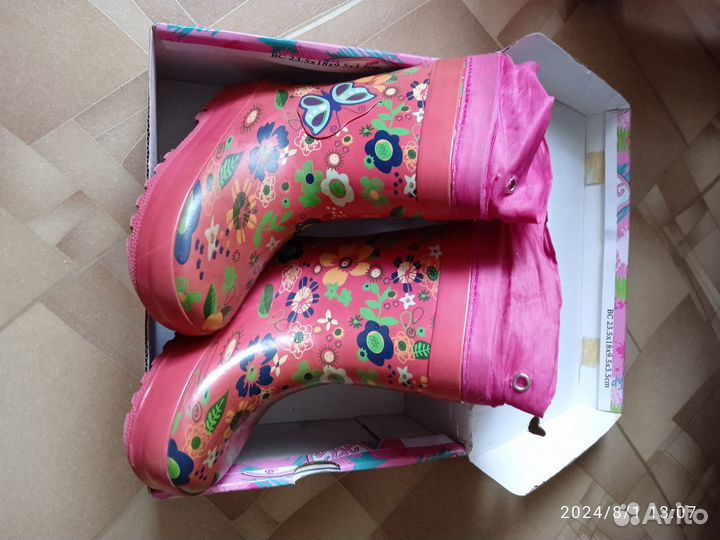 Детские резиновые сапоги утеплённые 23 размер