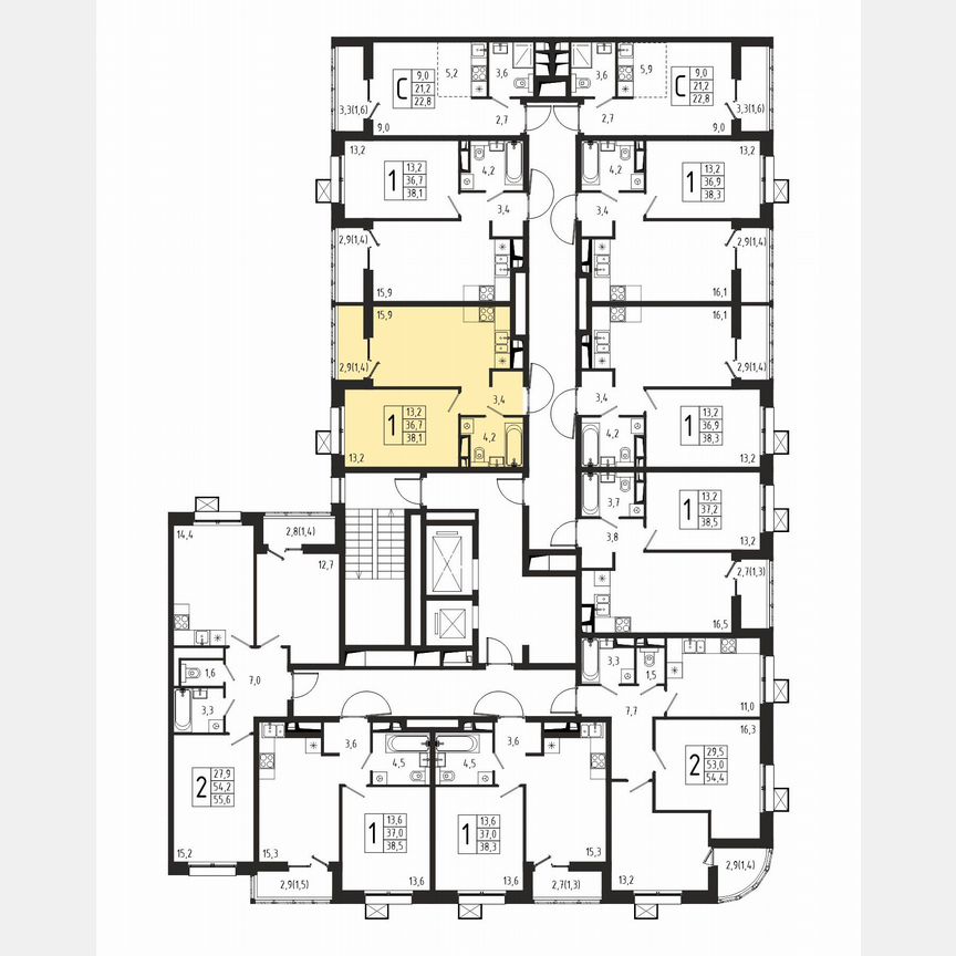 1-к. квартира, 38,1 м², 4/10 эт.