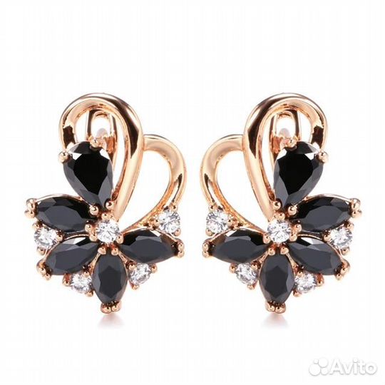 Позолоченные серьги с цирконом