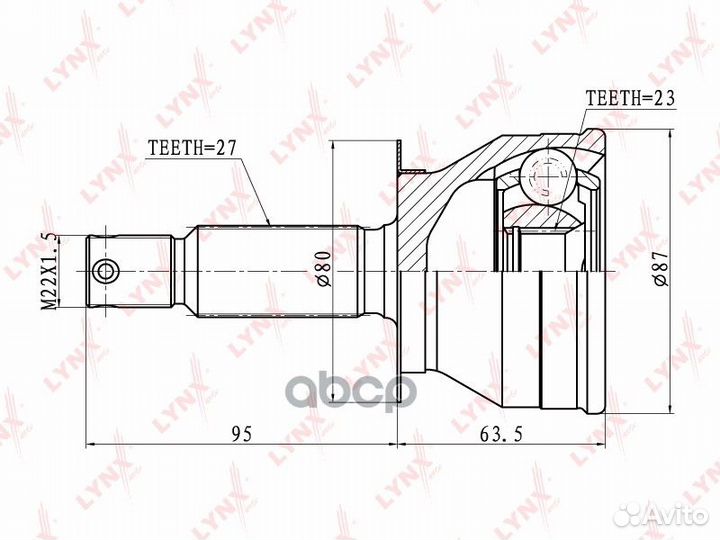 ШРУС KIA optima 99- наружн. CO4401 lynxauto