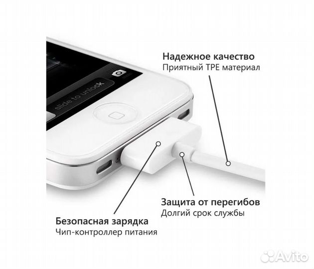 Кабель USB x apple для iPhone 30-PIN-1.0m. BelsisS